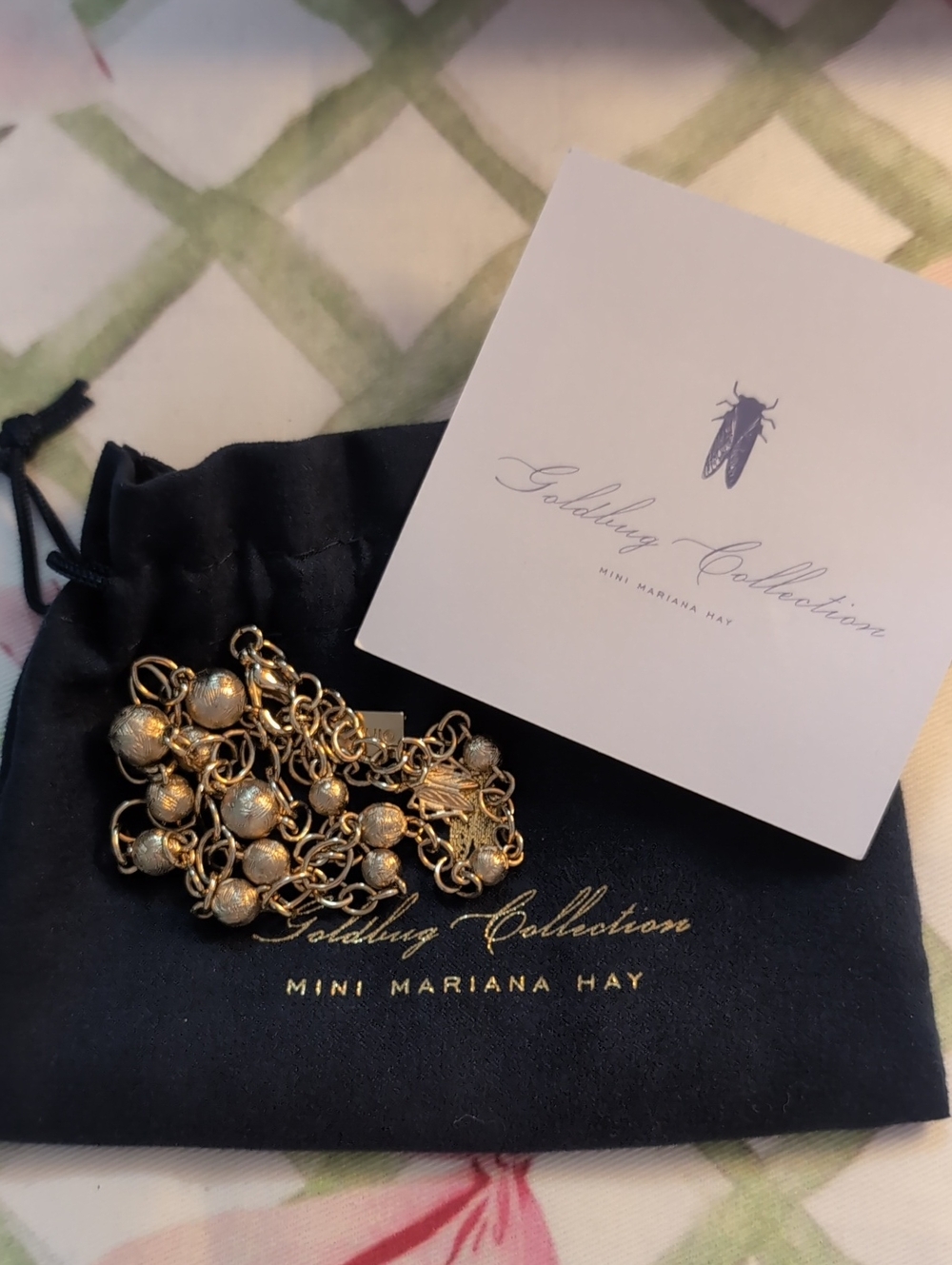 NWT Goldbug Collection Palmetto Textured 18” Necklace Croghan's 18k Gold Plated